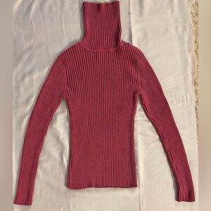 LL Bean Women's Ribbed Turtleneck Sweater - fuchsia